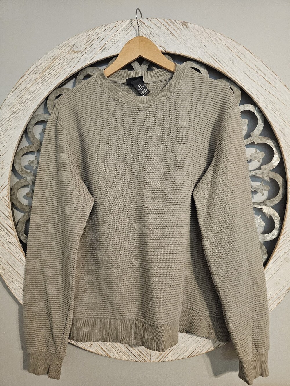 H&M Olive Crewneck Textured Sweater